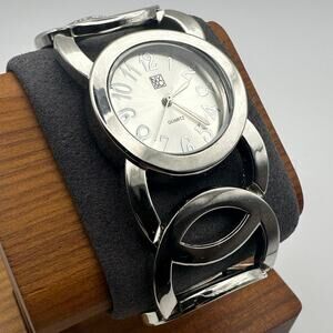 NY&C Women’s Silver Tone Quartz Watch Statement Bracelet - New York & Company